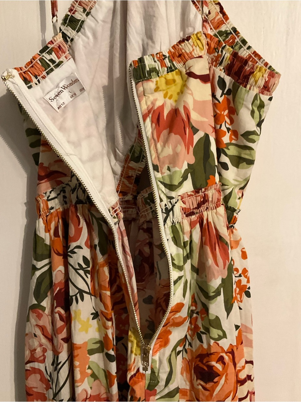 Floral Halter Maxi Dress in Coral & Green - Picture 7 of 9